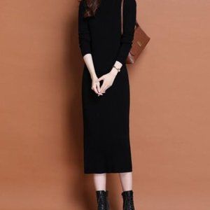 A woman in a long skirt in a coat with a touch of temperament